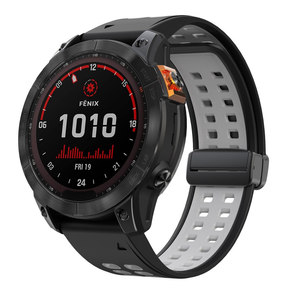 Silikone Universal Rem passer til Garmin Fenix 7X / Garmin Fenix 7X Pro - Sølv#serie_4