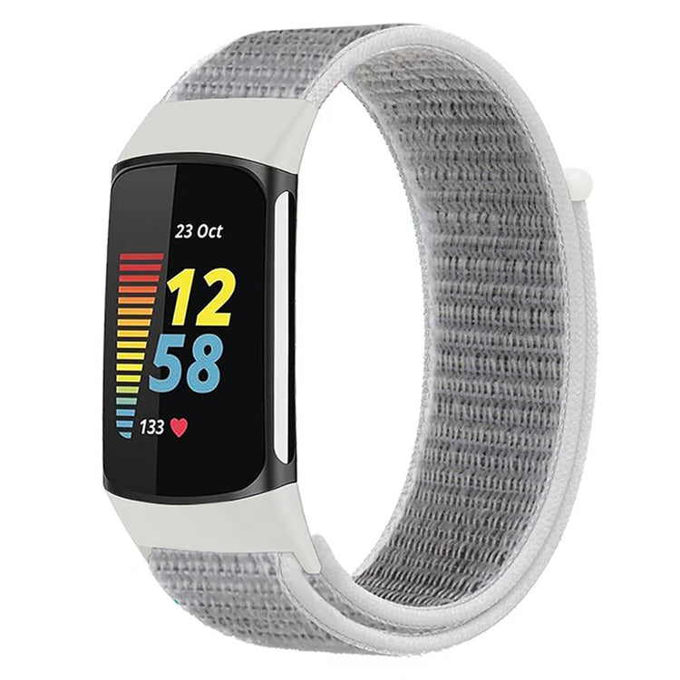 Sejt Nylon Universal Rem passer til Fitbit Charge 3 / Fitbit Charge 4 - Sølv#serie_3