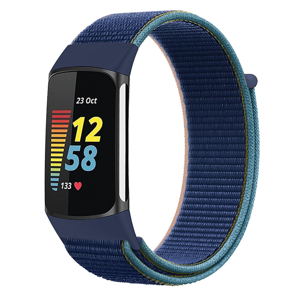 Sejt Nylon Universal Rem passer til Fitbit Charge 3 / Fitbit Charge 4 - Blå#serie_4