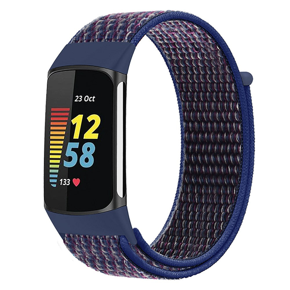 Sejt Nylon Universal Rem passer til Fitbit Charge 3 / Fitbit Charge 4 - Blå#serie_8