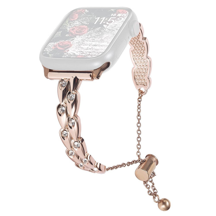 Tough Apple Smartwatch Metal And Rhinestone Universel Strap - Pink#serie_3