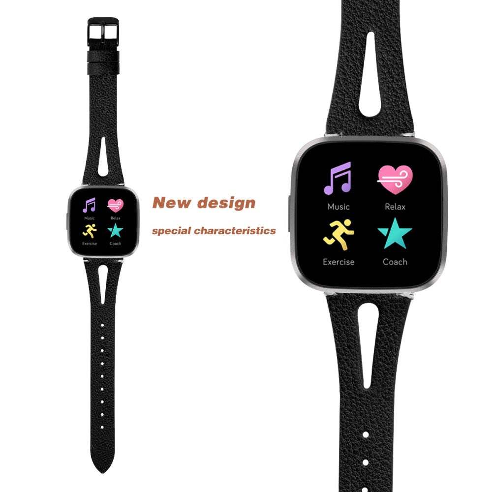 Mega Fashionable Fitbit Versa 3 Genuine Leather Strap - Black#serie_8