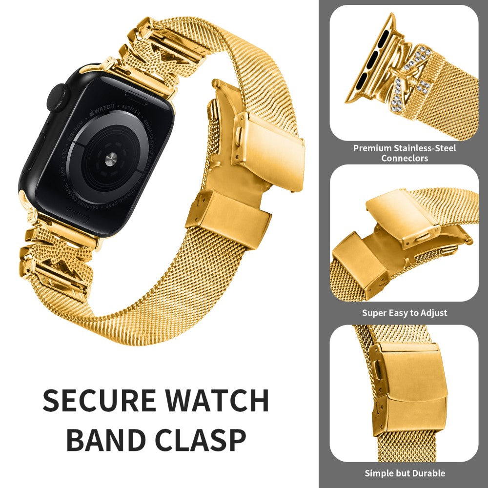 Nice Apple Smartwatch Metal And Rhinestone Universel Strap - Gold#serie_1