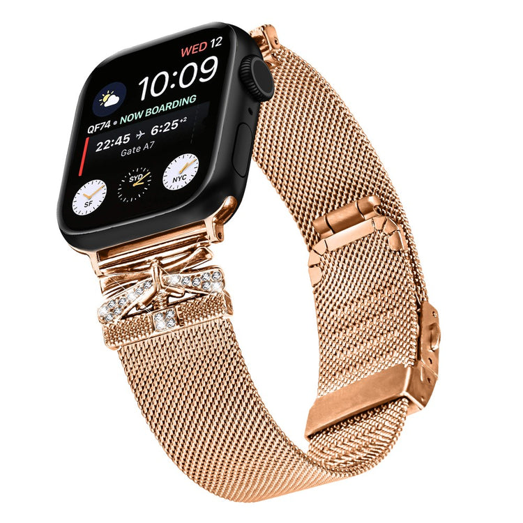 Nice Apple Smartwatch Metal And Rhinestone Universel Strap - Pink#serie_2