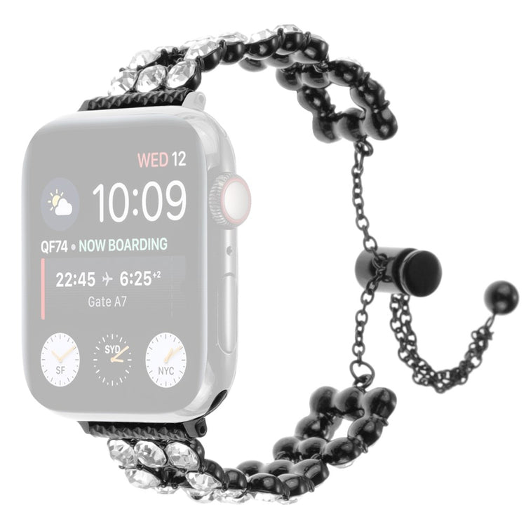 Tough Apple Smartwatch Metal And Rhinestone Universel Strap - Black#serie_1