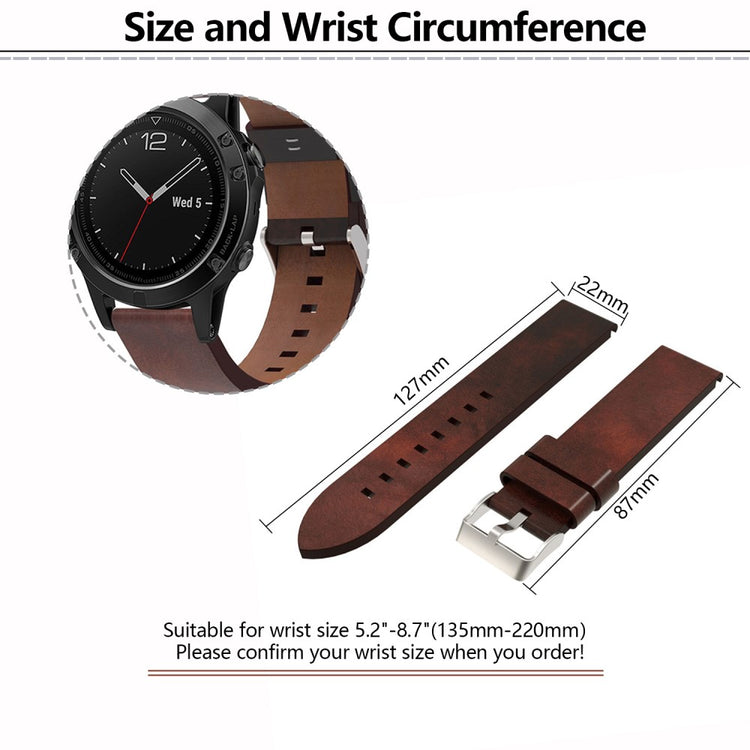 Exquisite Garmin Smartwatch Genuine Leather Universel Strap - Brown#serie_078