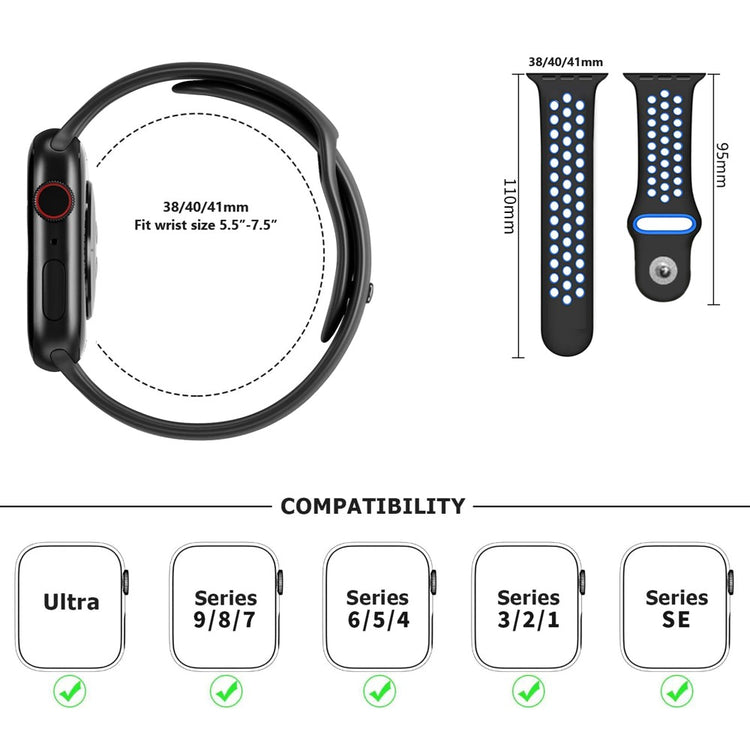 Mega Reliable Apple Smartwatch Silicone Universel Strap - Black#serie_13