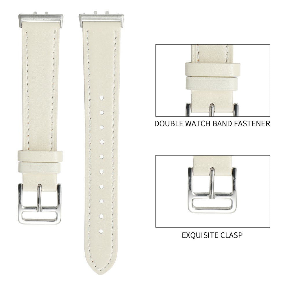 For Samsung Galaxy Fit3 Genuine Leather Watch Strap Band Replacement - Beige#serie_1