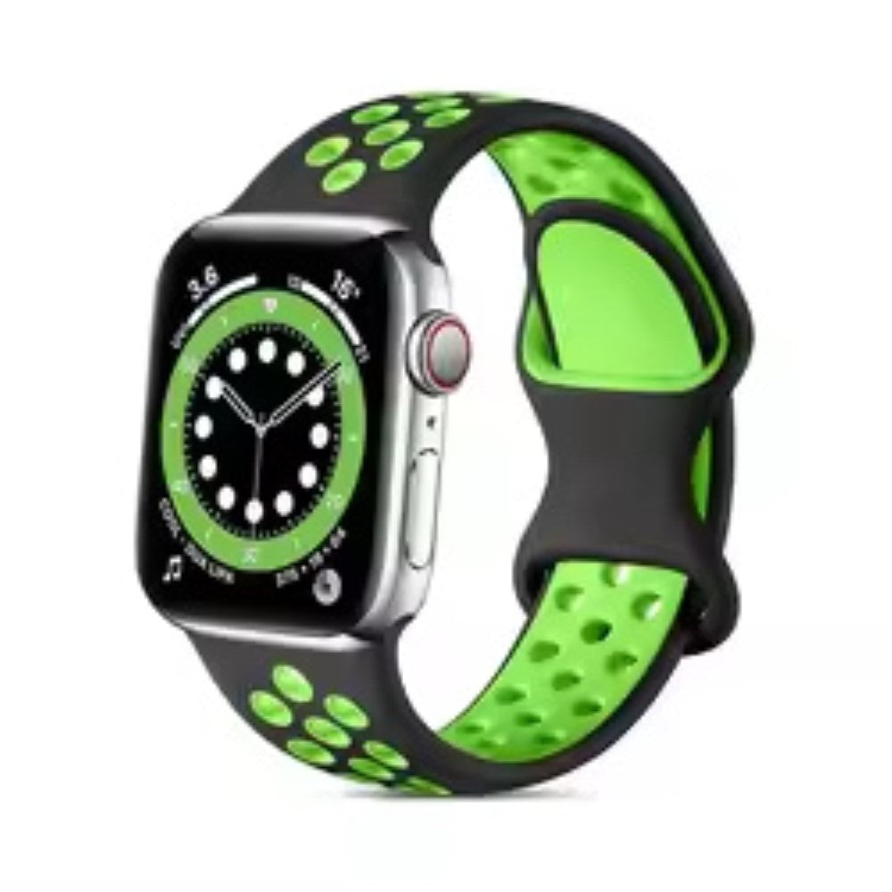 Apple Watch Series 49mm - 45mm - 44mm - 42mm4mm / 3 2 1 42 Silicone Watch Strap - Black+Green#serie_6