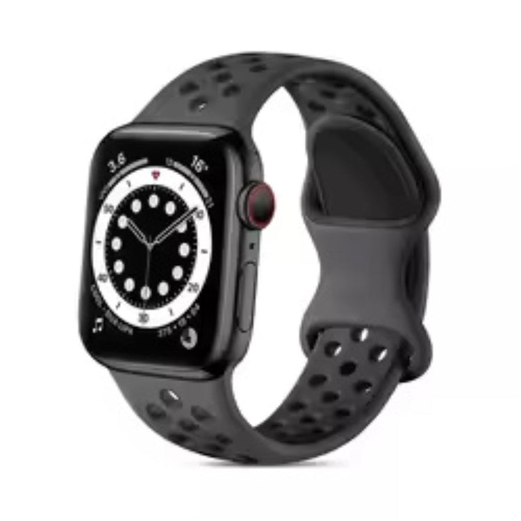 Apple Watch Series 49mm - 45mm - 44mm - 42mm4mm / 3 2 1 42 Silicone Watch Strap - Dark Grey+Black#serie_15