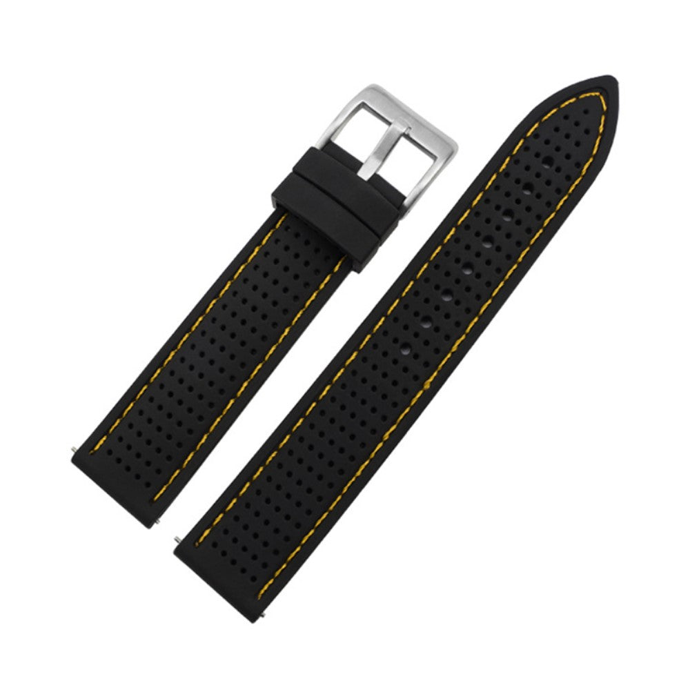 Huawei Watch GT 3 42mm / GT 3 Pro 43mm Watch band 20mm Silicone Wrist Strap - Silver Buckle / Black+Orange Thread#serie_17