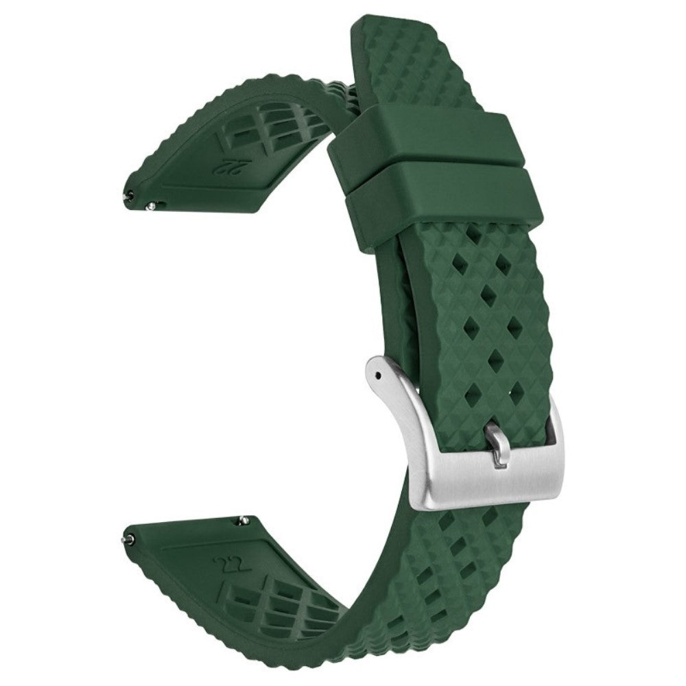 Huawei Watch GT 4 46mm / 4 Pro Strap 22mm Fluorubber Watch band  - Dark Green+Silver Buckle#serie_3