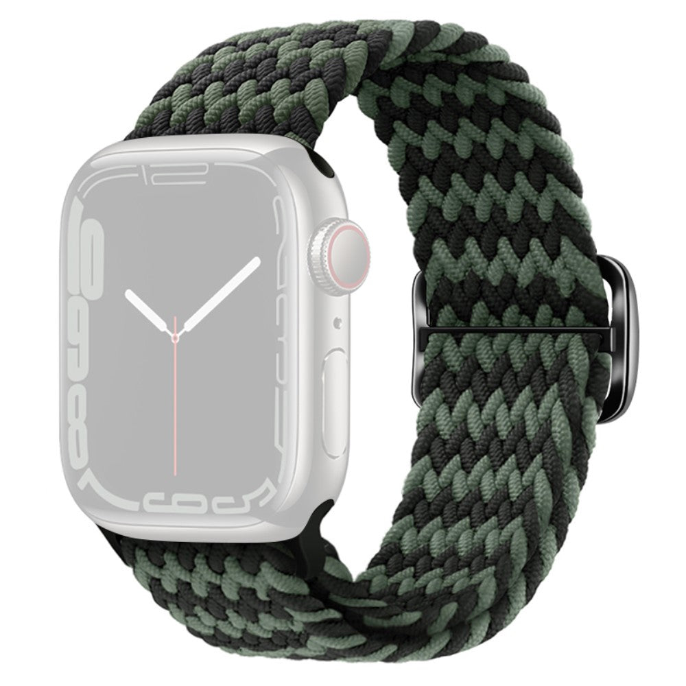 Apple Watch Series 9 8 7 41mm / 6 5 4 SE (2022) SE (2023) SE 40mm / 3 2 1 38mm Watch band Braided Nylon Strap - W-Shape Black+Green#serie_1