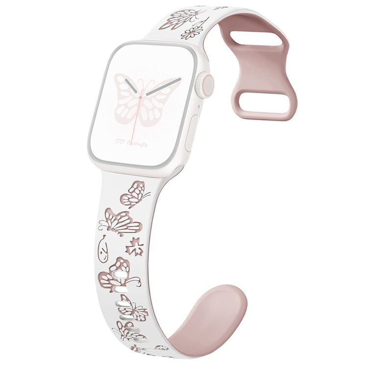 Apple Watch Ultra 2 Ultra 49mm / Series 9 8 7 45mm / 6 5 4 SE (2022) SE (2023) SE 44mm / 3 2 1 42mm Silicone Strap - White+Pink#serie_2