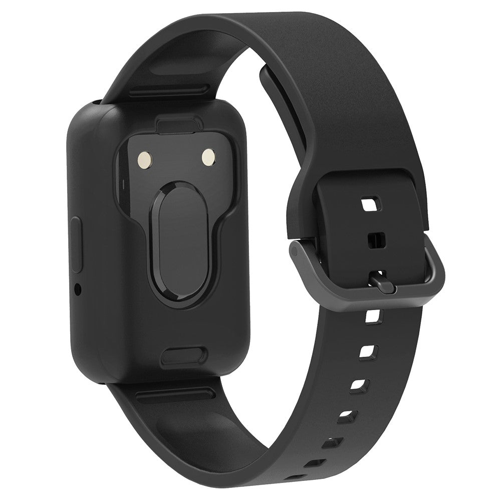 Samsung Galaxy Fit3 Silicone Strap Replacement Wrist band with Watch Case - Black#serie_1