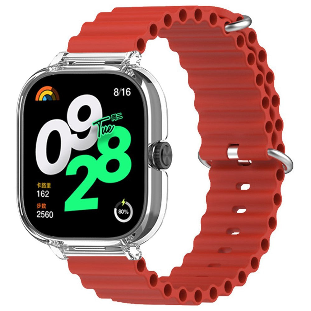 Xiaomi Redmi Watch 4 Silicone Strap Ocean Sport Watch band with Transparent Case - Red#serie_2