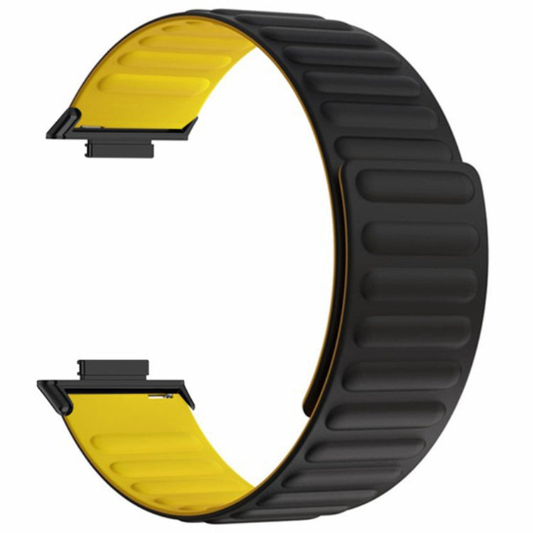 Huawei Watch Fit 3 Watch band Adjustable Magnetic Silicone Wrist Strap - Black+Yellow#serie_2