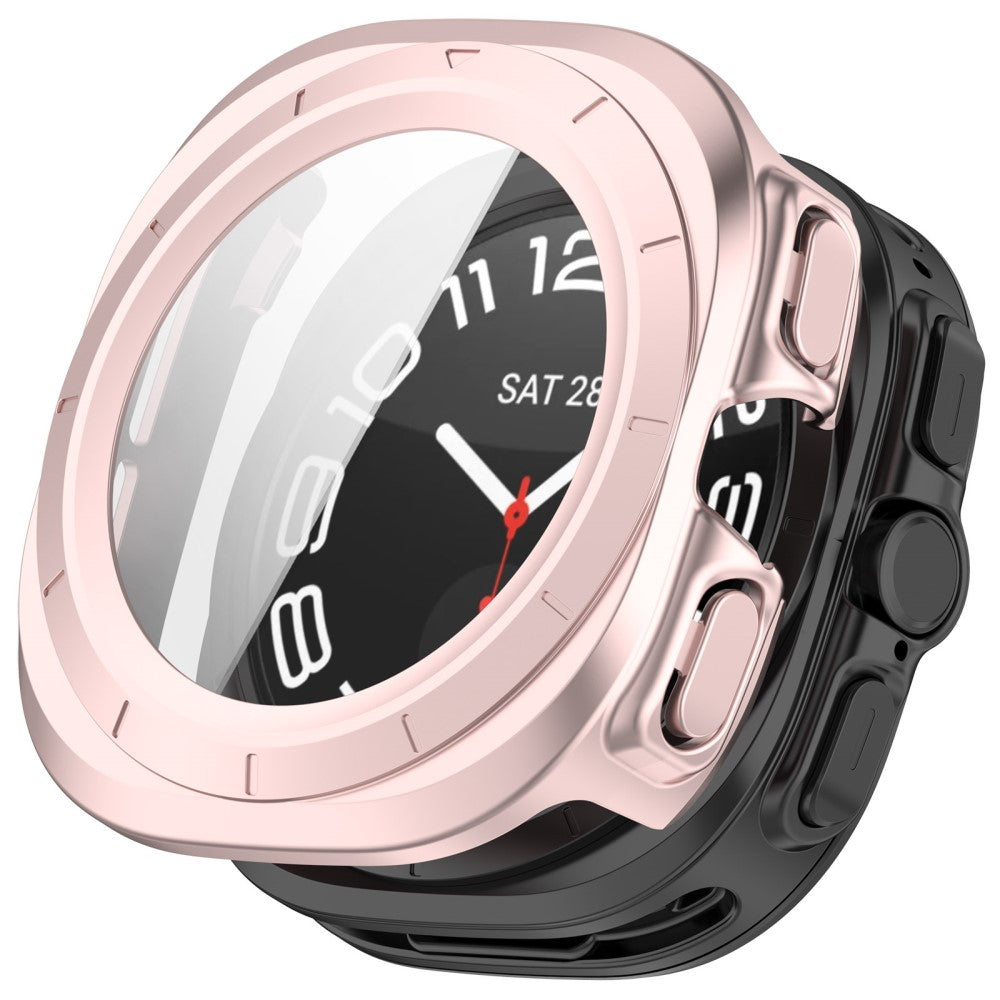 Samsung Galaxy Watch Ultra 47mm Watch Case Tempered Glass Screen Protector Hard Bump Resistant Cover - Matte Pink#serie_4