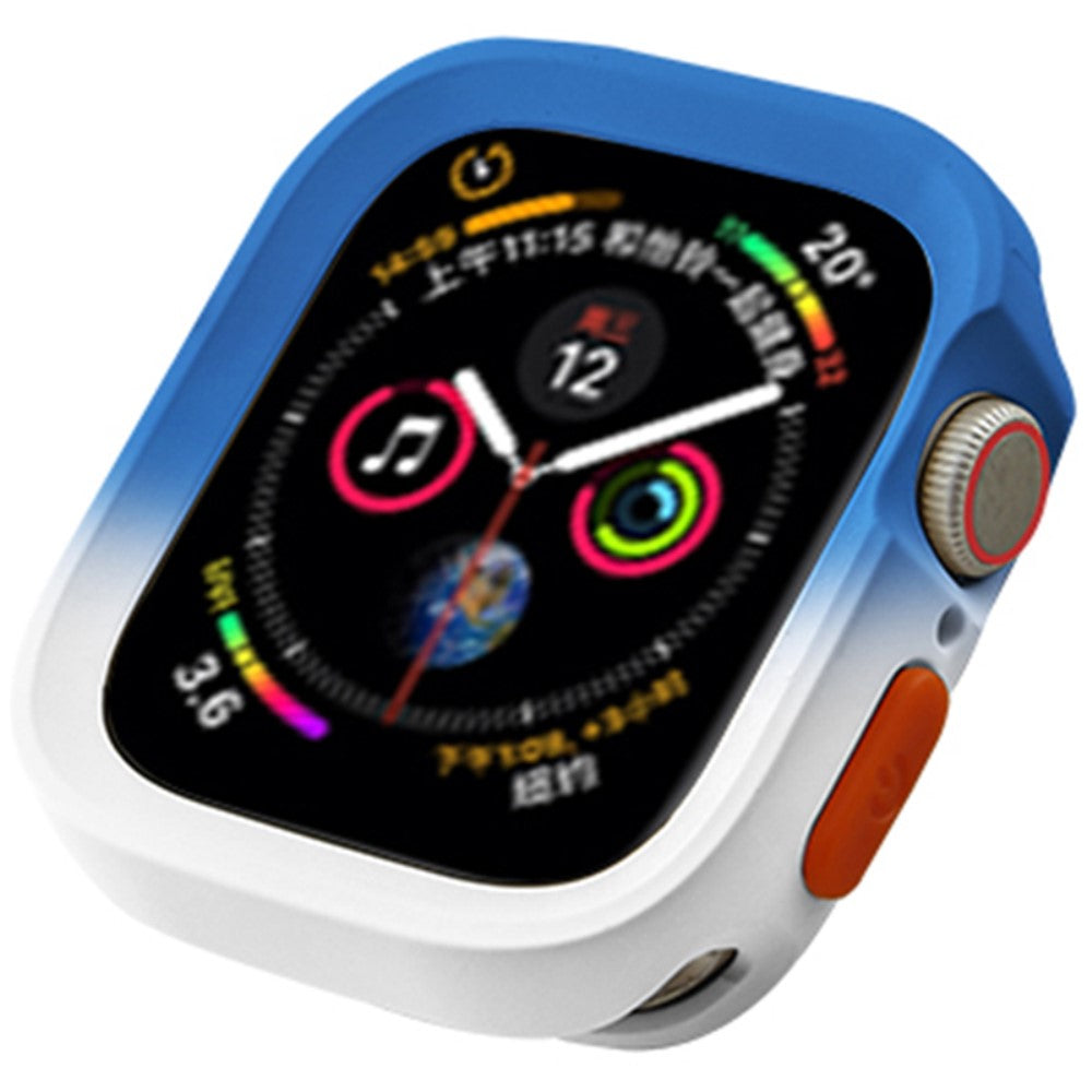 Apple Watch Series 4 / 5 / 6 / SE / SE (2022) 44mm / 7 / 8 / 9 45mm Dual Color Flexible Watch Case - Blue+White#serie_2