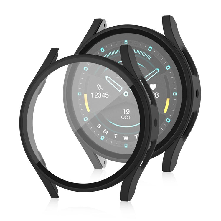 Samsung Galaxy Watch7 44mm Matte Case with Tempered Glass Screen Film Hard Bump Resistant Watch Cover - Black#serie_1