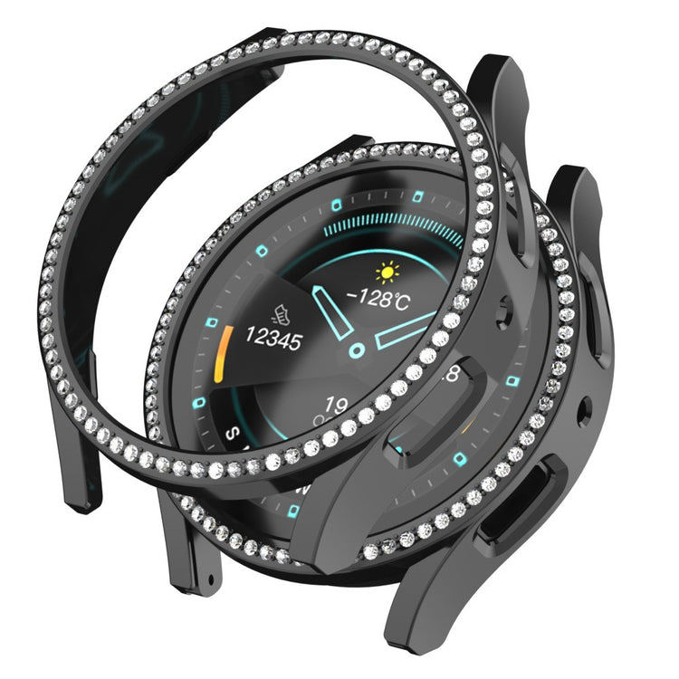 Samsung Galaxy Watch7 44mm Bump Resistant Watch Case Rhinestone Decor Hollow-Out Cover - Black#serie_2