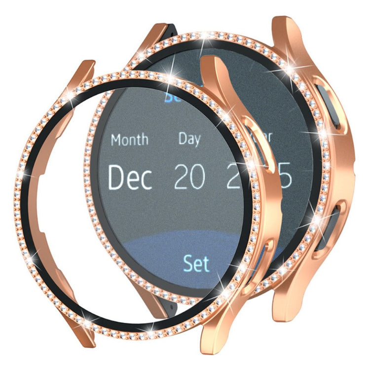 Samsung Galaxy Watch7 40mm Bump Resistant Watch Case Rhinestone Decor Cover with Tempered Glass Film - Rose Gold#serie_4