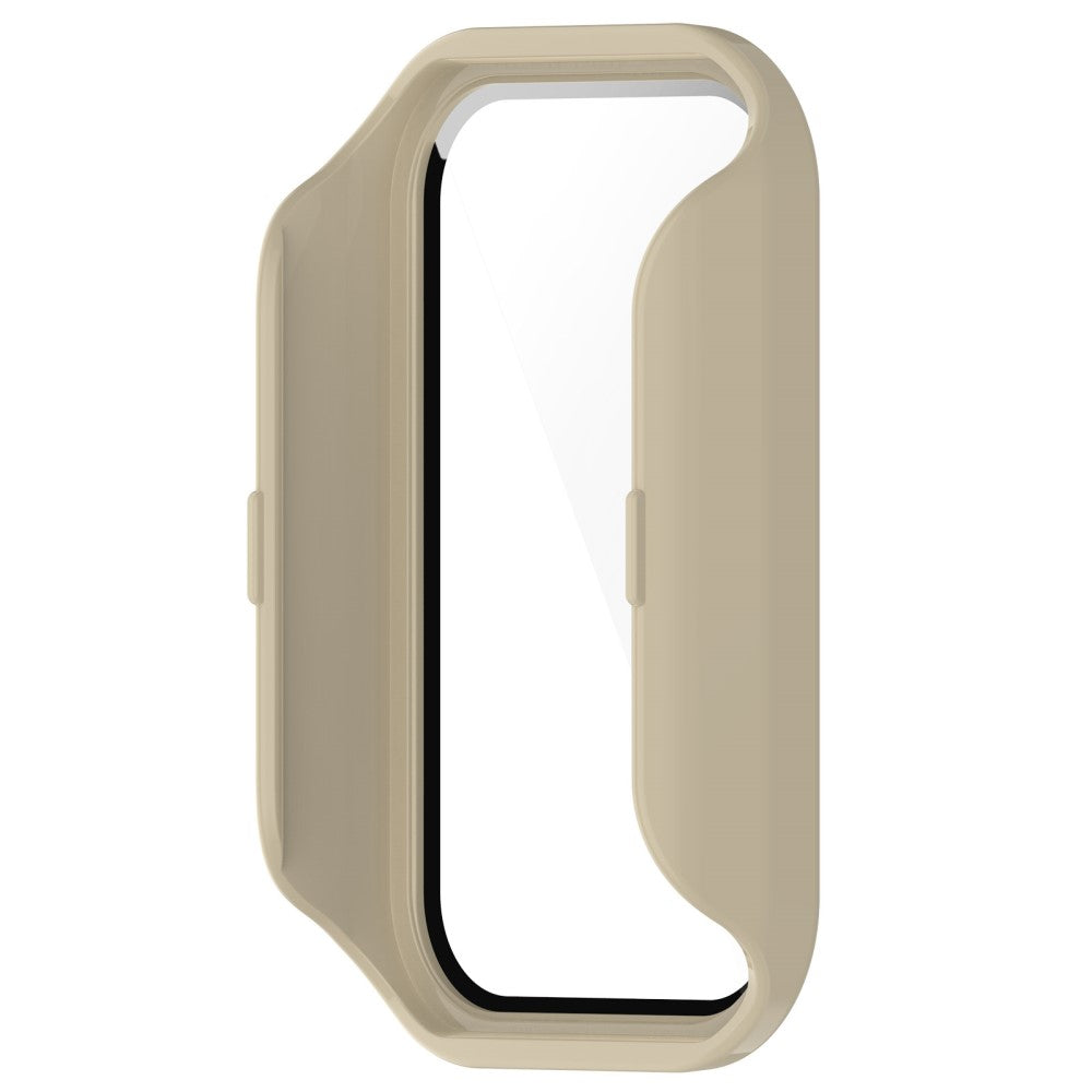 Super Godt Universal Cover med Skærmbeskytter i Silikone og Glas passer til Xiaomi Smart Band 8 Active / Xiaomi Redmi Band 2 - Hvid#serie_5