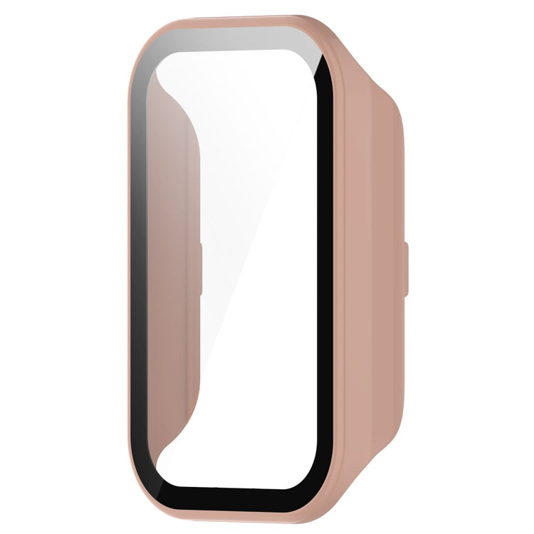 Super Godt Universal Cover med Skærmbeskytter i Silikone og Glas passer til Xiaomi Smart Band 8 Active / Xiaomi Redmi Band 2 - Pink#serie_6