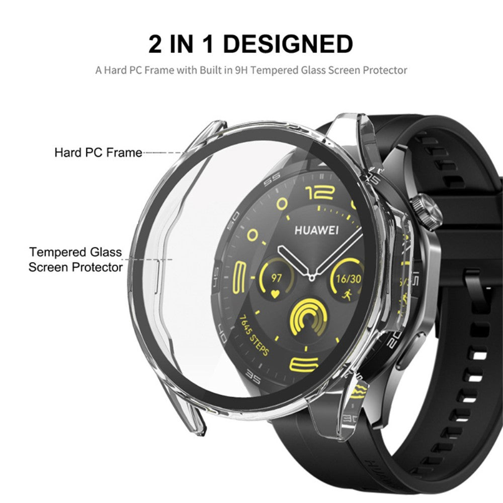 Rigtigt Flot Cover med Skærmbeskytter i Silikone passer til Huawei Watch GT 4 41mm - Hvid#serie_6