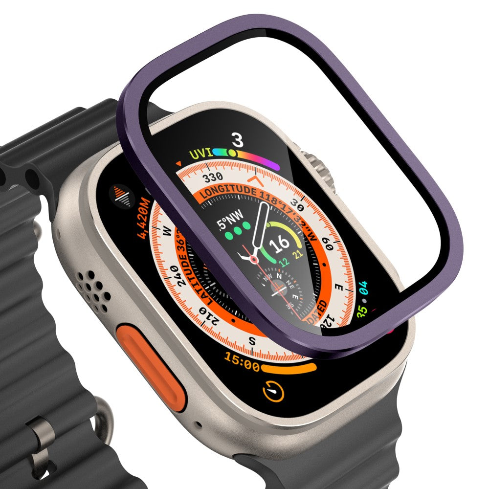 Mega Fint Universal Cover med Skærmbeskytter i Glas passer til Apple Watch Ultra / Apple Watch Ultra 2 - Lilla#serie_5