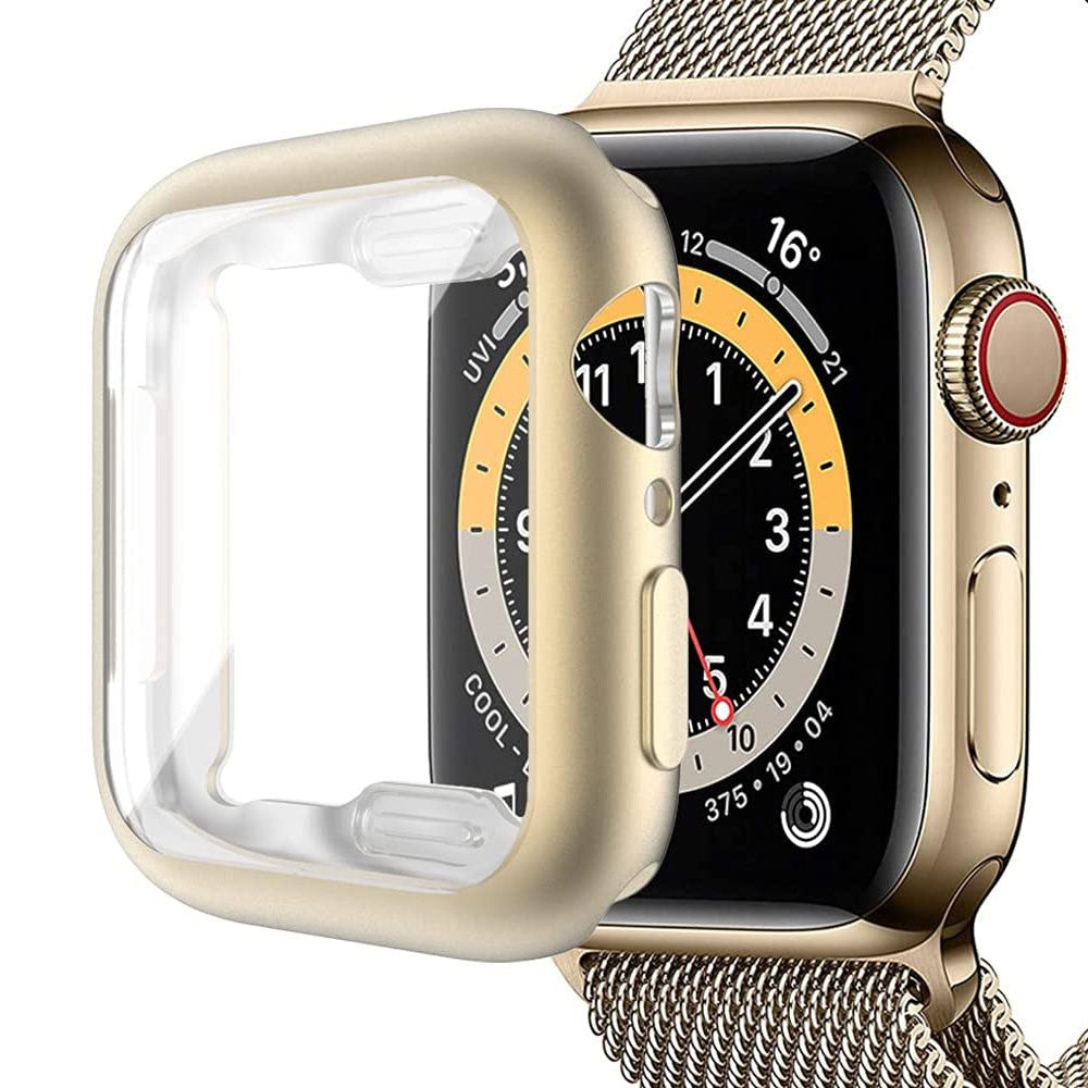 Apple Watch SE (2022) / SE / 6 / 5 / 4 44mm Soft flexible Case Electroplating Watch Case Cover with Screen Protector - Gold#serie_4