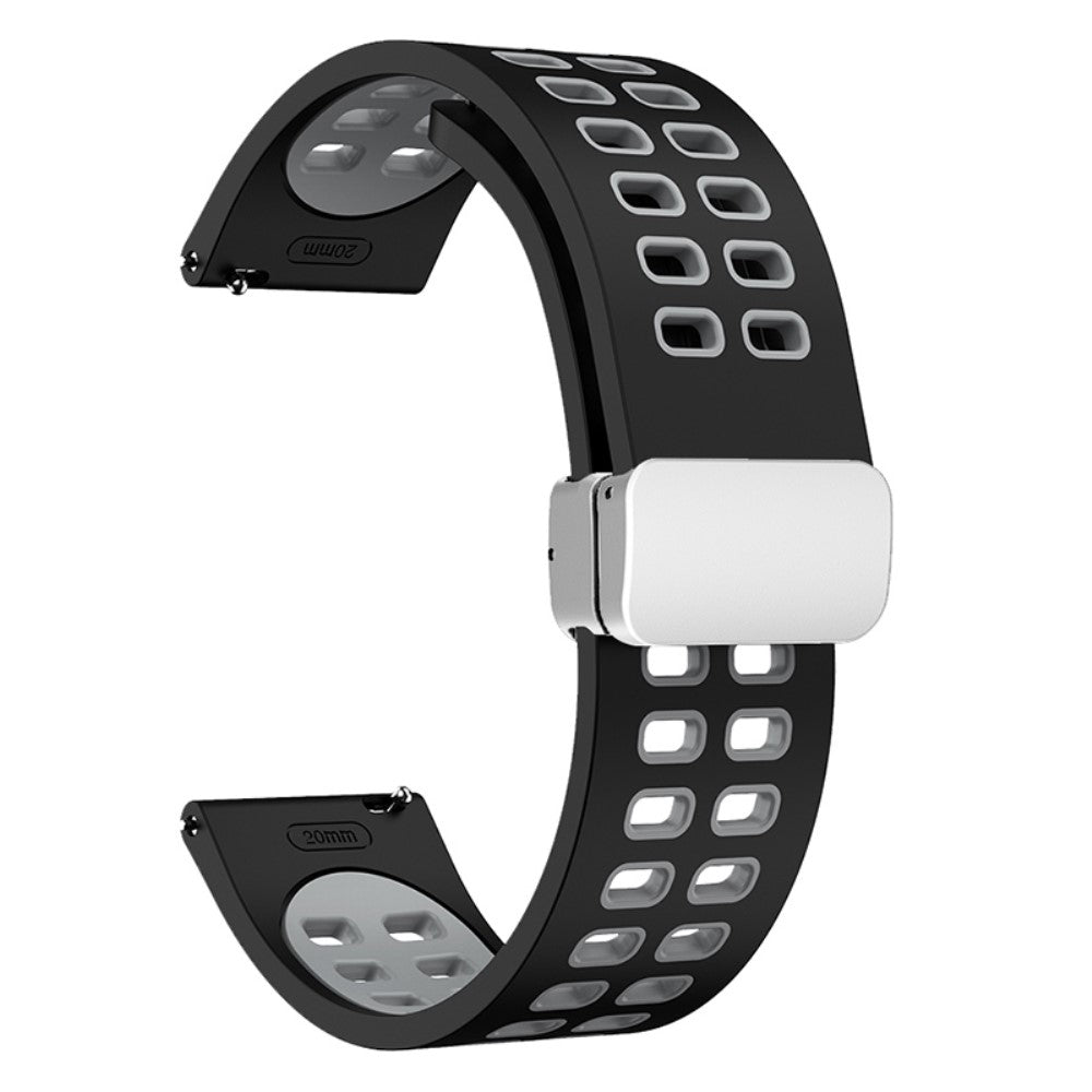 22mm Universal dual color silicone strap with silver buckle - Black / Grey#serie_2