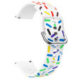 20mm Universal colorful pattern style silicone strap with black buckle - Black Rainbow