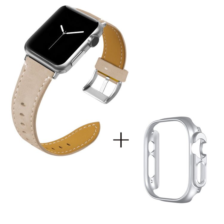 Ægte læder Cover passer til Apple Watch Ultra - Sølv#serie_2