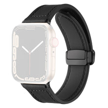 Solid Kunstlæder Og Silikone Universal Rem passer til Apple Smartwatch - Sort#serie_2