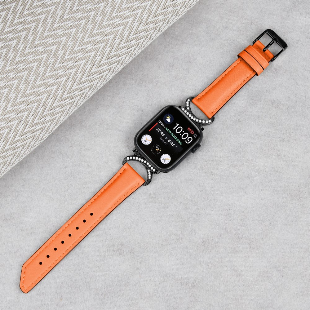 Helt Vildt Sejt Ægte Læder Universal Rem passer til Apple Smartwatch - Orange#serie_1