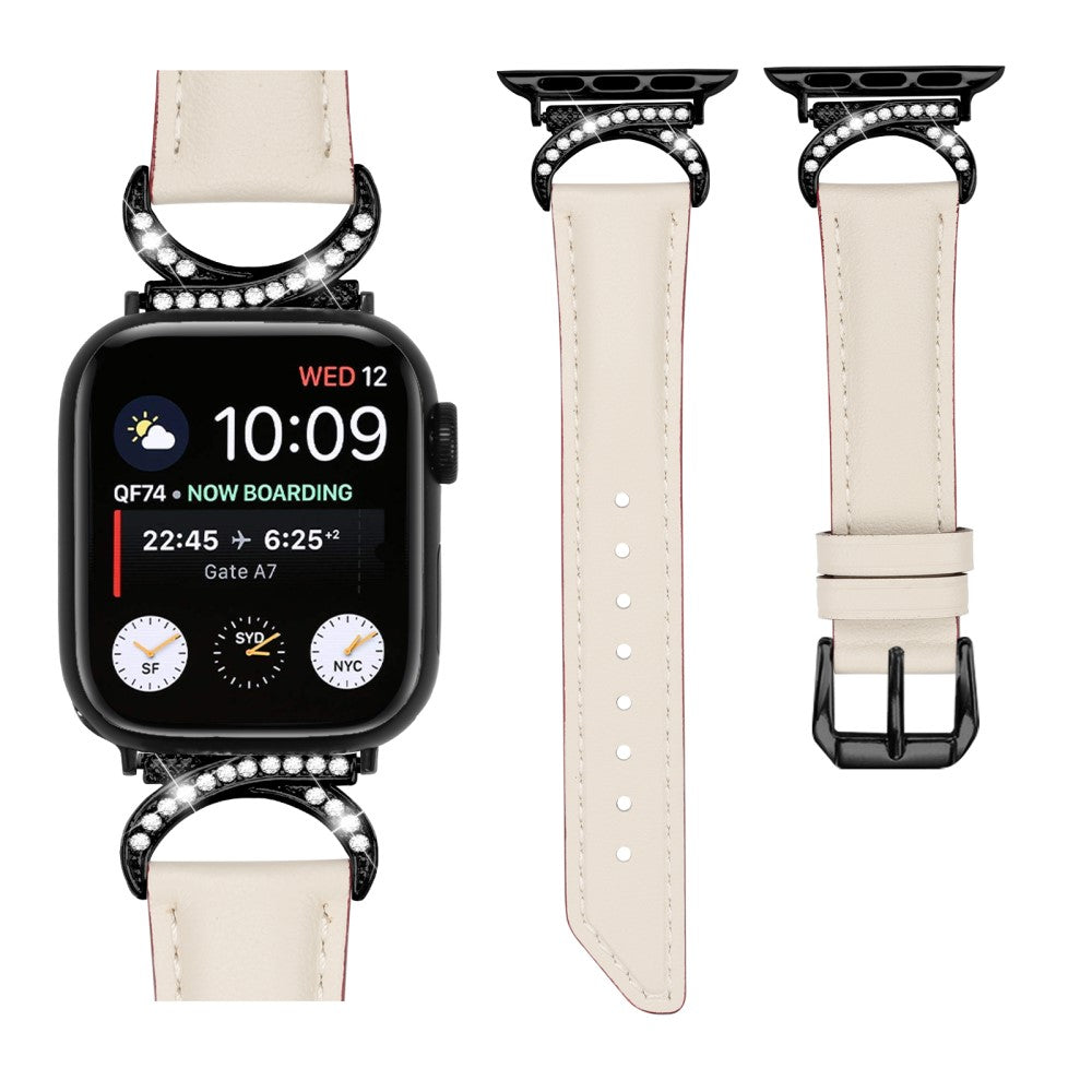 Helt Vildt Sejt Ægte Læder Universal Rem passer til Apple Smartwatch - Hvid#serie_5