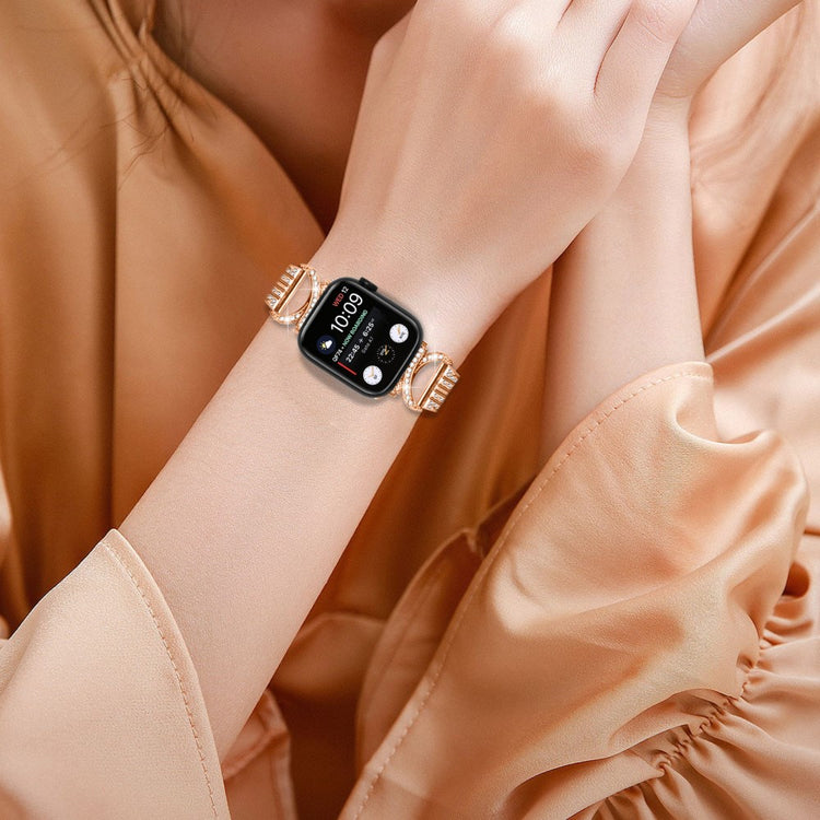 Vildt Fed Metal Og Rhinsten Universal Rem passer til Apple Smartwatch - Pink#serie_2