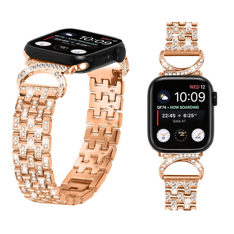 Super Sejt Metal Og Rhinsten Universal Rem passer til Apple Smartwatch - Pink#serie_2