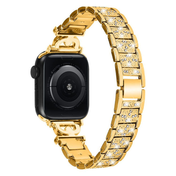 Super Cool Metal Og Rhinsten Universal Rem passer til Apple Smartwatch - Guld#serie_2