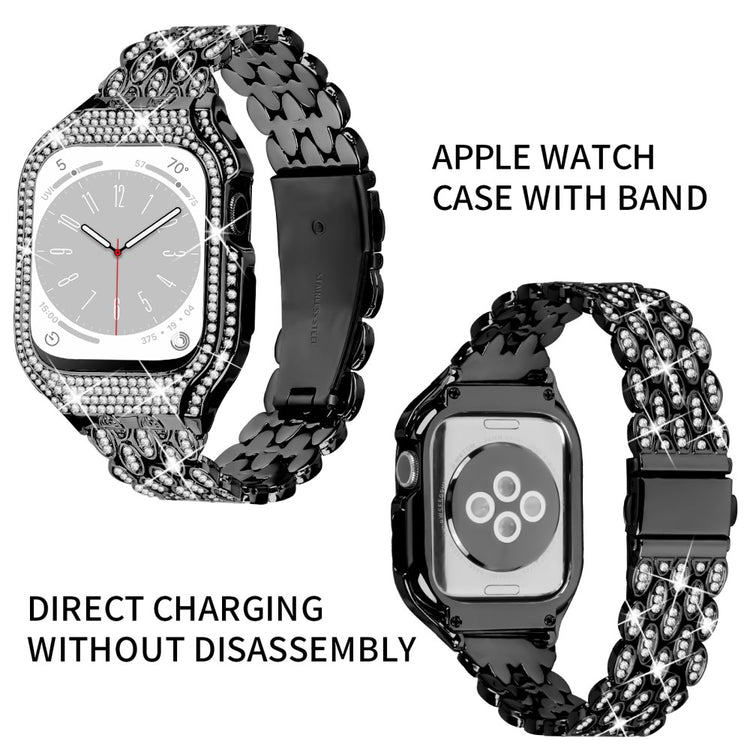 Metal Og Rhinsten Universal Rem passer til Apple Watch Series 8 (41mm) / Apple Watch Series 7 41mm - Sort#serie_2