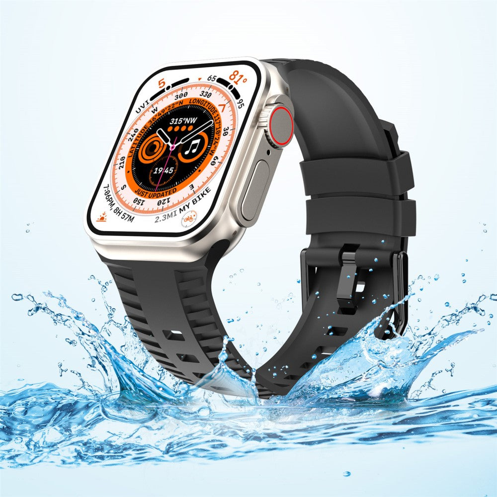 Godt Metal Og Silikone Universal Rem passer til Apple Smartwatch - Sort#serie_1