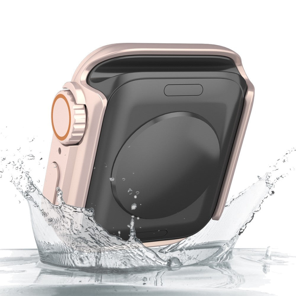 Beskyttende Universal Cover med Skærmbeskytter i Plastik og Hærdet Glas passer til Apple Smartwatch - Pink#serie_1