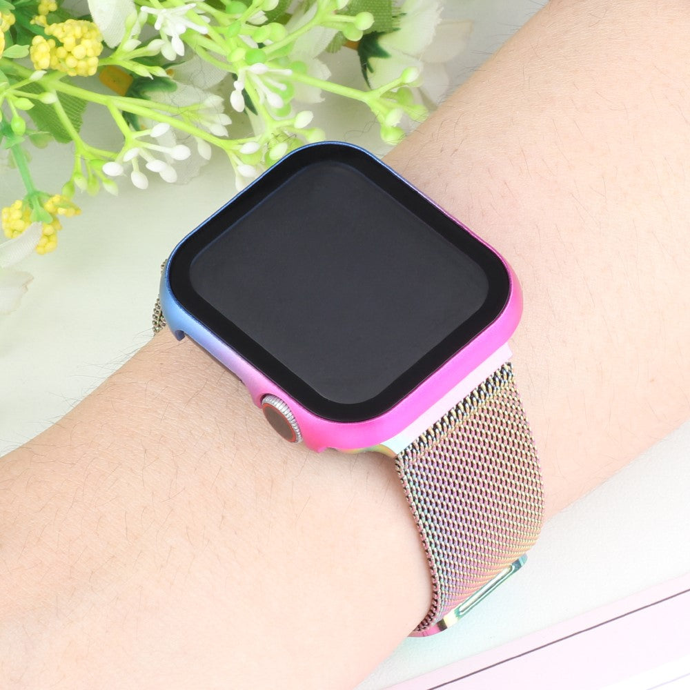 Mega Fed Universal Cover med Skærmbeskytter i Metal og Hærdet Glas passer til Apple Smartwatch - Flerfarvet#serie_6