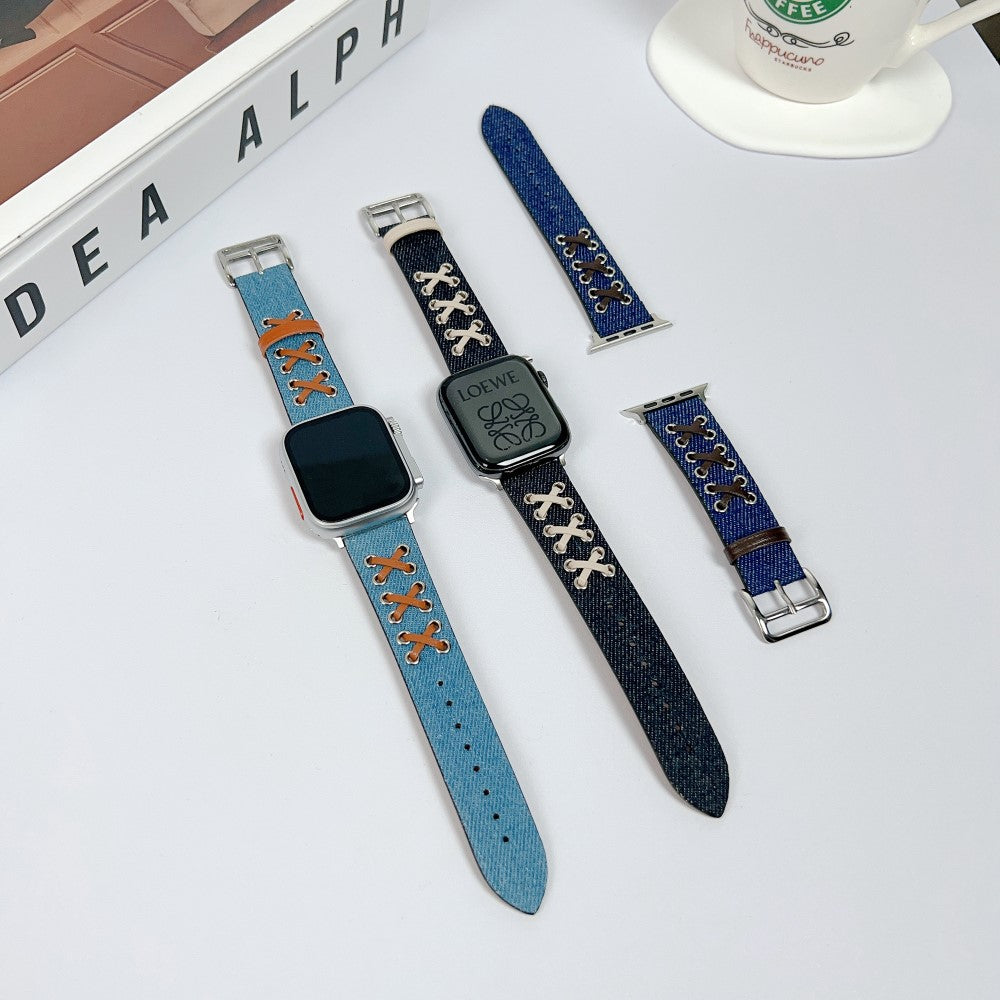 Mega Fed Metal Og Nylon Universal Rem passer til Apple Smartwatch - Blå#serie_2