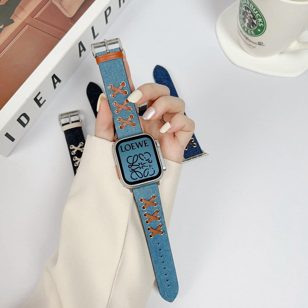 Mega Fed Metal Og Nylon Universal Rem passer til Apple Smartwatch - Blå#serie_3