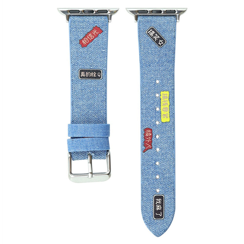 Apple Watch Series 9 45mm / Ultra 2 cute words nylon strap - Blue#serie_4