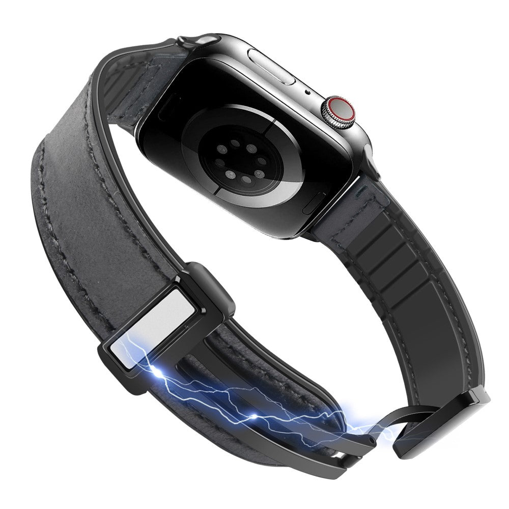 Apple Watch Series 9 45mm / Ultra 2 leather and silicone strap - Light  Brown#serie_8
