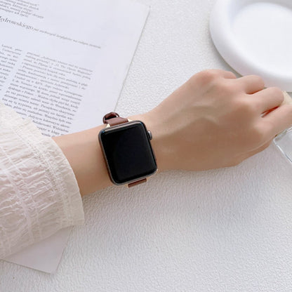 Stilren Ægte Læder Og Metal Universal Rem passer til Apple Smartwatch - Hvid#serie_5