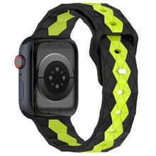 Apple Watch Series 9 45mm / Ultra 2 football pattern silicone strap - Black +Lime#serie_1